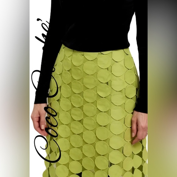 Laser Cut Multi Circle Double Layer Tassel Midi Skirt - Picture 6 of 12